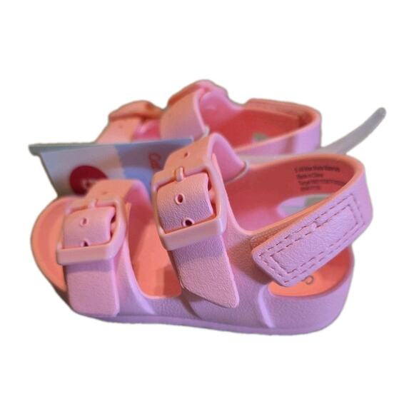 NWT Rainbow Toddler Sandals Easy Straps Pink Size 5 Cat & Jack - Picture 1 of 6
